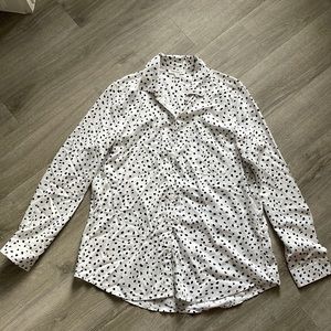 Black and white polka dot button down shirt
